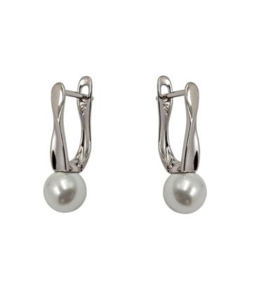Серьги классические с жемчужиной, родий