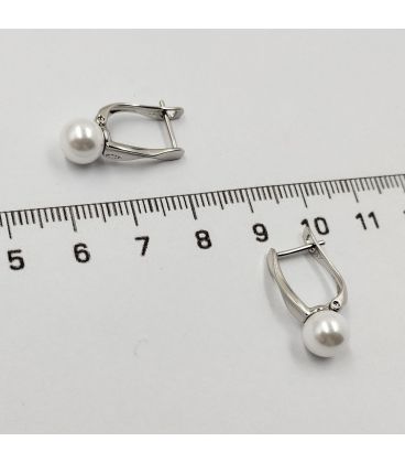 Серьги классические с жемчужиной, родий