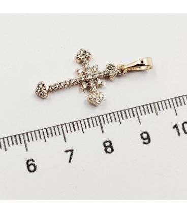 Подвеска "Крестик с цирконими", лимонная позолота