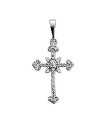 Подвеска "Крестик с цирконами", родий