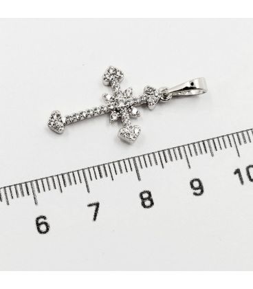 Подвеска "Крестик с цирконами", родий