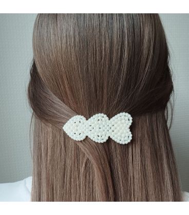 Заколка-хлопавка (клік-клак), імітація перлин, перламутрова