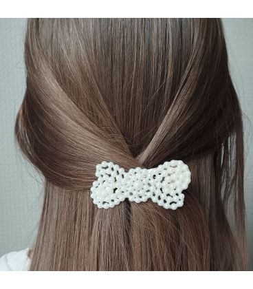 Заколка-хлопавка (клік-клак), імітація перлин, перламутрова