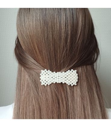 Заколка-хлопушка (клик-клак), имитация жемчужин, перламутровая