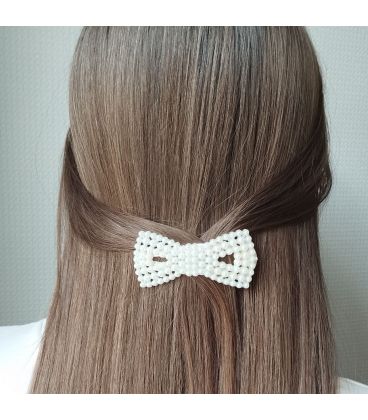 Заколка-хлопушка (клик-клак), имитация жемчужин, перламутровая