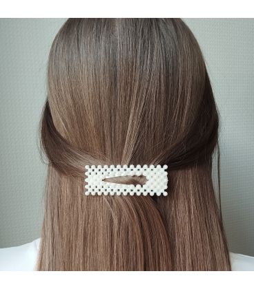 Заколка-хлопушка (клик-клак), имитация жемчужин, перламутровая