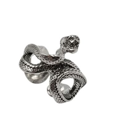 Кольцо Змея, открытое, серебристое