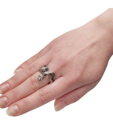 Каблучка Змія, відкрита, срібляста