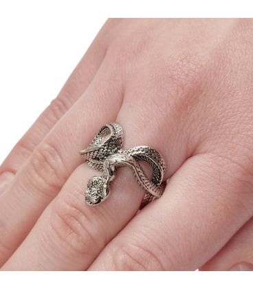 Кольцо Змея, открытое, серебристое