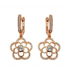 Сережки-підвіски «Квіти», позолота