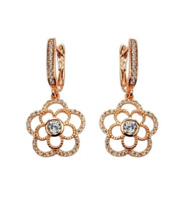 Сережки-підвіски «Квіти», позолота