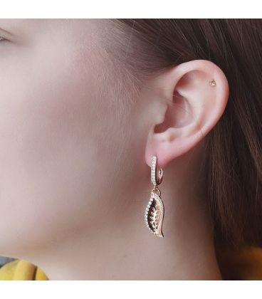 Серьги-подвески "Лист", позолота