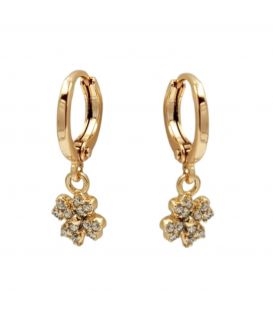 Сережки-підвіски "Конюшина", лимонна позолота