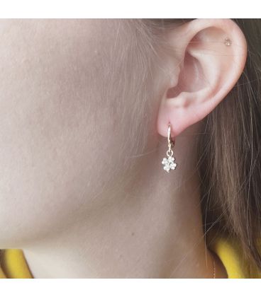 Сережки-підвіски "Конюшина", лимонна позолота