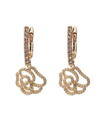 Серьги-подвески "Цветок", лимонная позолота