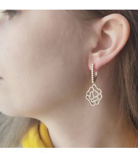 Сережки-підвіски «Квітка», лимонна позолота