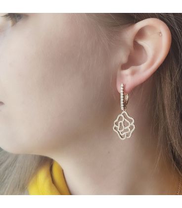 Сережки-підвіски «Квітка», лимонна позолота