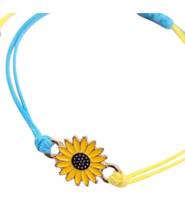 Плетёный браслет "Подсолнух", Патриотичные браслеты, Браслеты синий желтый,Символика Украины