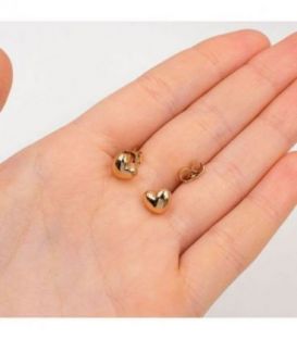 Сережки-цвяшки лимонна позолота «Серця»