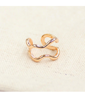 .Сережка-каффа подвійна, лимонна позолота (1 шт) (Медичне золото)