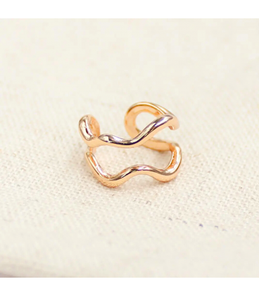 .Серёжка-каффа двойная, лимонная позолота (1 шт) (Медицинское золото)