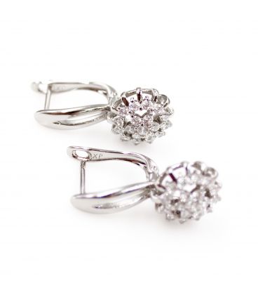 Сережки класичні "Квітка з цирконів", родій