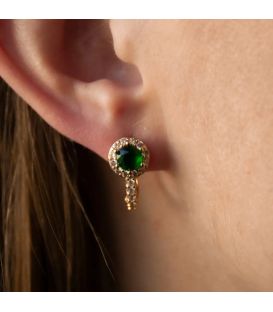 Серьги Xuping лимонная позолота с зеленым цирконием 324900(2)