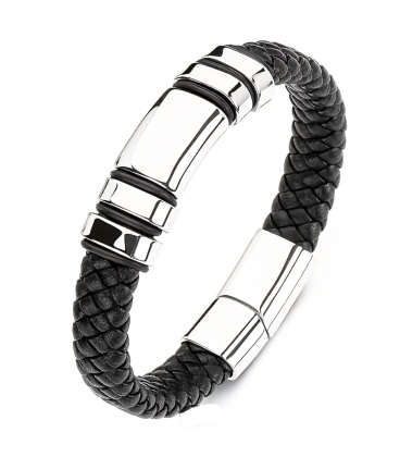 .Браслет мужской кожаный на магнитной застежке