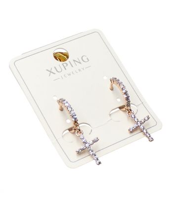 Серьги Xuping "Крестики в камнях" лимонная позолота&nbsp;(медицинское золото)