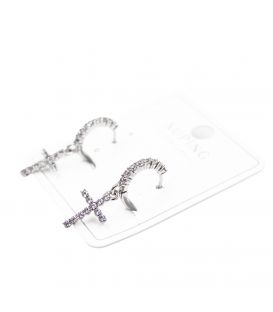 Сережки Xuping "Хрестики в камінні" родій (медичне золото)