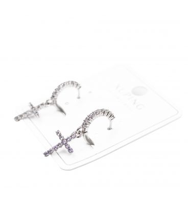 Серьги Xuping "Крестики в камнях" родий&nbsp;(медицинское золото)