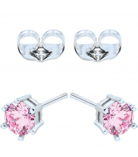 Сережки-цвяшки (Пусети) Xuping родій, камінь 0,5 см, рожевий, (медичне золото)