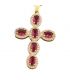 Кулон Хрестик з малиновими цирконами лимонна позолота