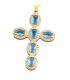 Кулон Хрестик з блакитними цирконами лимонна позолота