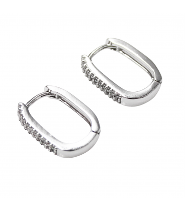 Сережки Xuping класичні "Підкова з цирконами" родій медична сталь