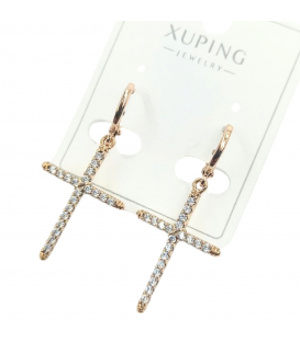 Серьги Xuping "Крестики в камнях" лимонная позолота&nbsp;(медицинское золото)