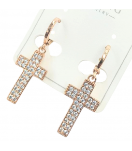 Сережки Xuping "Хрестики в камінні" лимонна позолота (медичне золото)