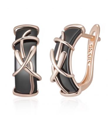 Сережки Xuping кераміка лимонна позолота (медичне золото)