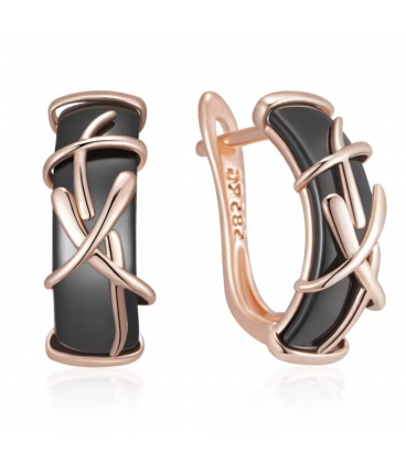 Сережки Xuping кераміка лимонна позолота (медичне золото)