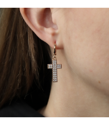 Серьги Xuping "Крестики в камнях" лимонная позолота&nbsp;(медицинское золото)