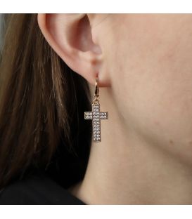 Серьги Xuping "Крестики в камнях" лимонная позолота&nbsp;(медицинское золото)