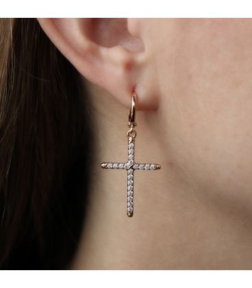 Сережки Xuping "Хрестики в камінні" лимонна позолота (медичне золото)