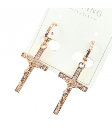 Сережки Xuping "Хрестики в камінні" лимонна позолота (медичне золото)