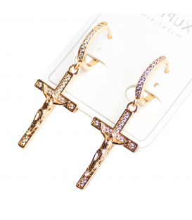Сережки Xuping "Хрестики в камінні" лимонна позолота (медичне золото)
