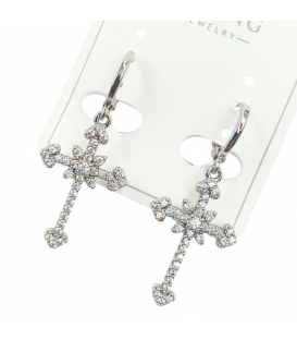 Сережки Xuping "Хрестики в камінні" родій (медичне золото)