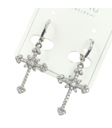 Сережки Xuping "Хрестики в камінні" родій (медичне золото)