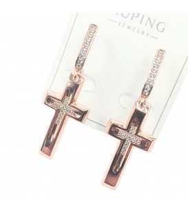 Сережки Xuping "Хрестики в камінні" лимонна позолота (медичне золото)