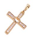 Подвеска позолота Крестик (расшир.) с сердцем посредине, 2,2 см б/расп.