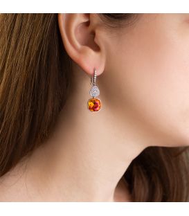 Сережки (гачки) Swarovski Квадрат на основі каменів родіум (Медична сталь)