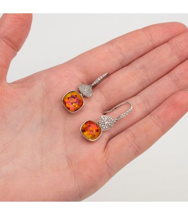 Сережки (гачки) Swarovski Квадрат на основі каменів родіум (Медична сталь)